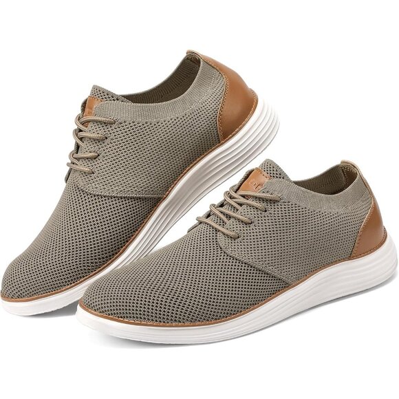 ⚡VILOCY Men's Khaki Fashion Business Comfortable Breathable Dress Sneaker - Picture 7 of 8